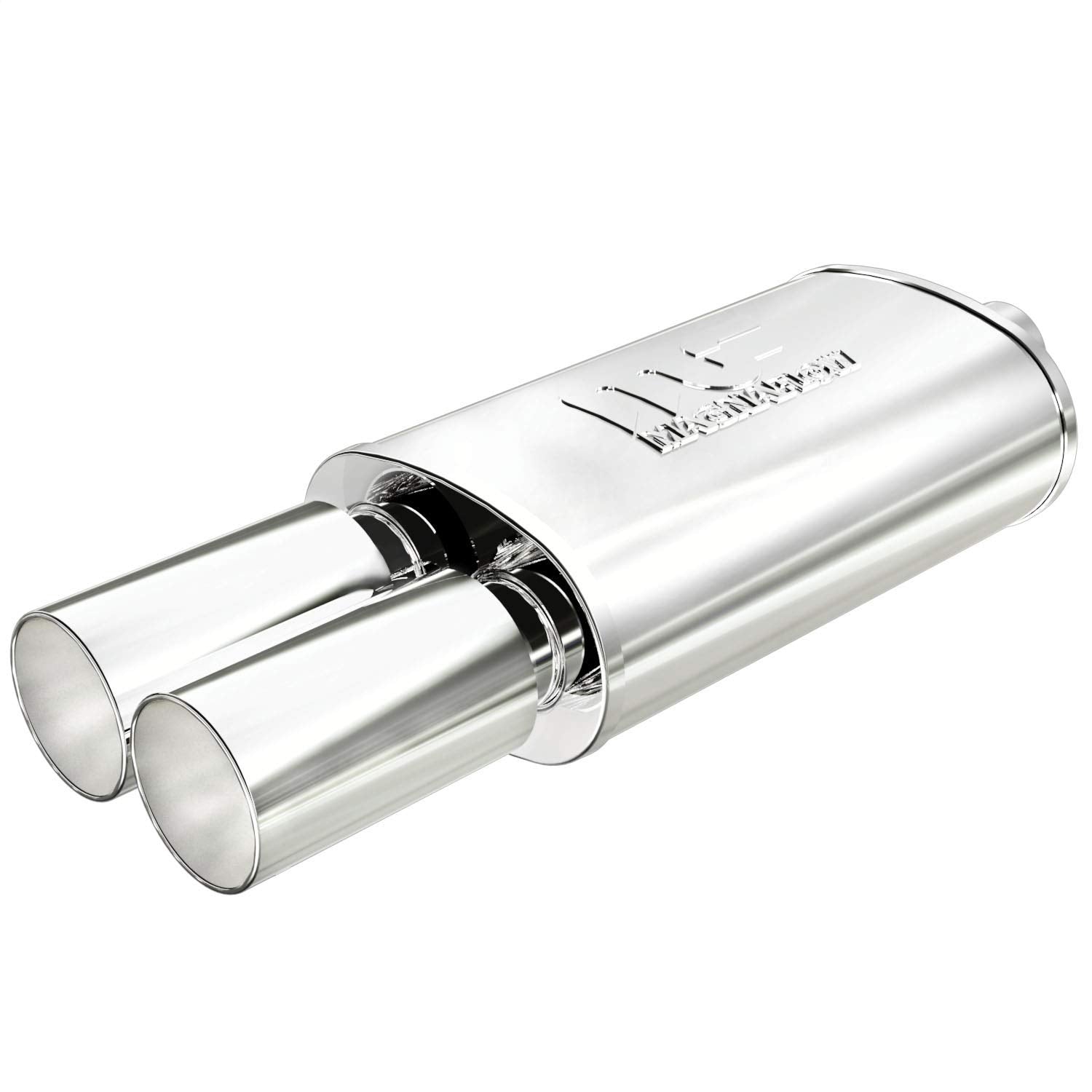 Performance MagnaFlow Exhaust Muffler 14816: 2.25"/3.5" Inlet/Outlet, 5x8x14" Oval, Stainless Steel, Brushed Finish