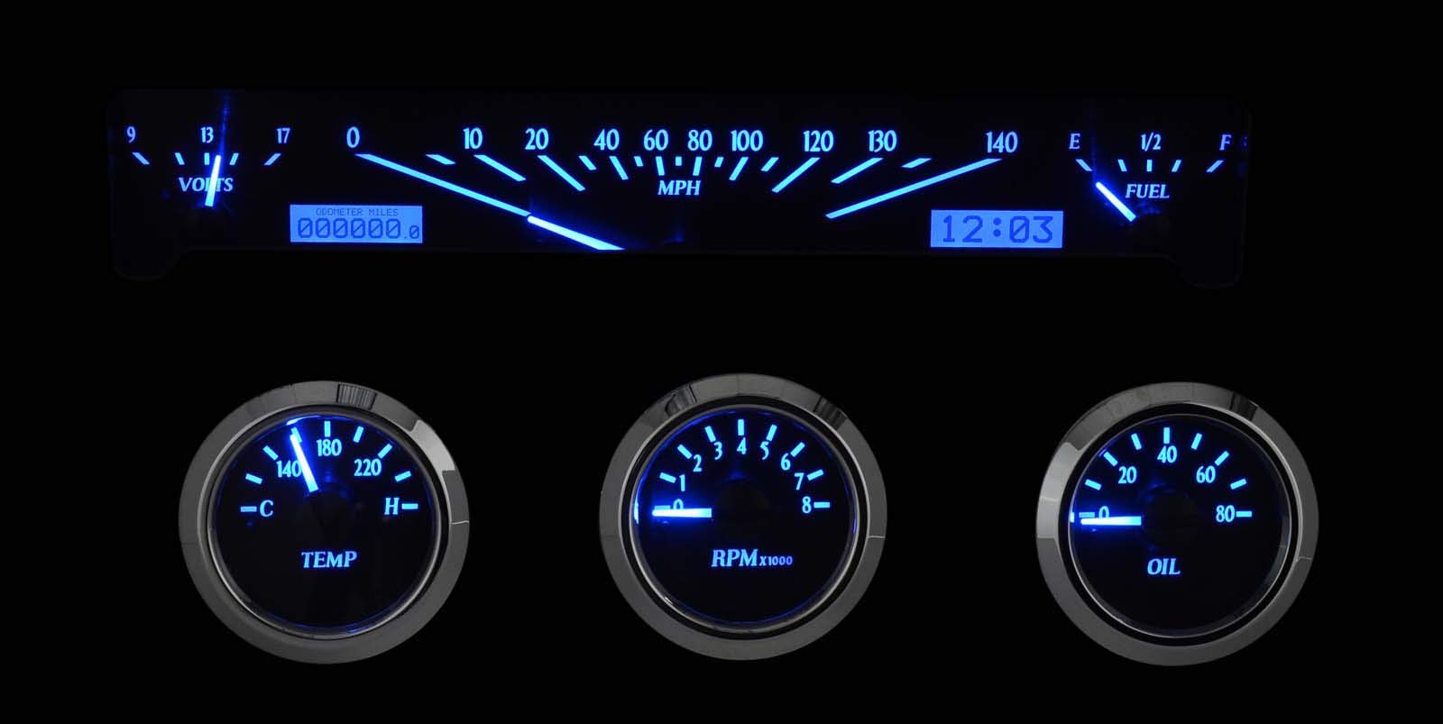 Dakota Digital 61 62 Chevy Impala VHX-61C-IMP-C-B Analog Dash Gauge System Carbon Blue