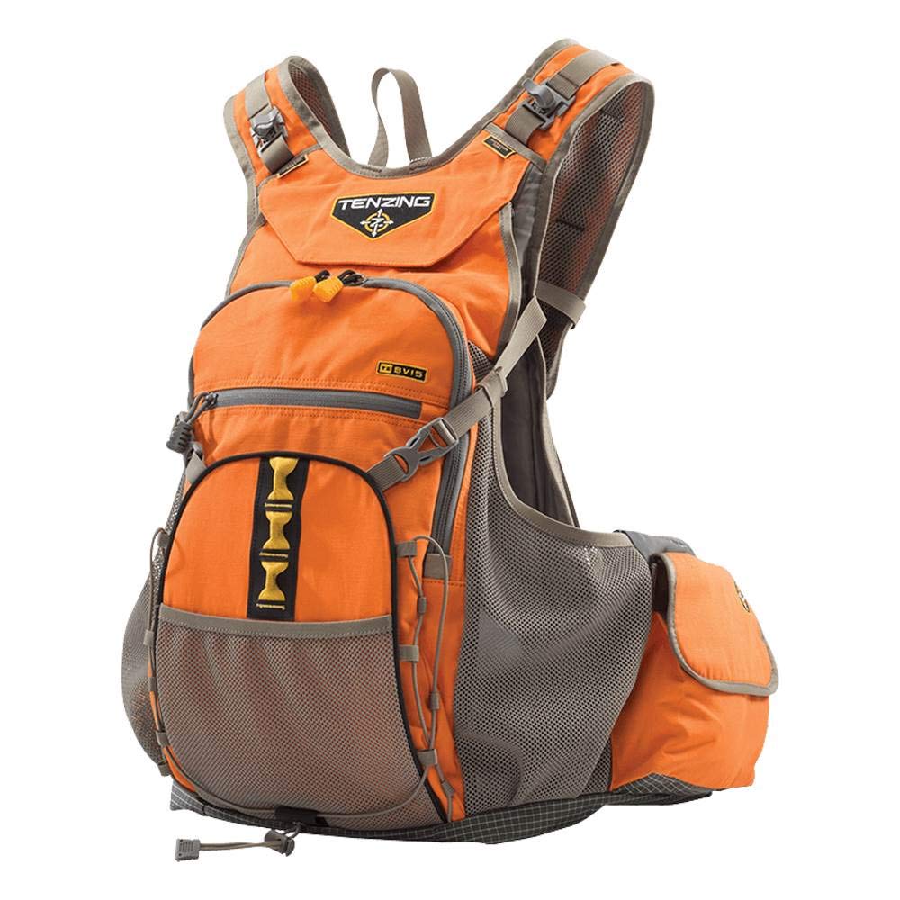 TENZING BV16 Upland Bird Vest Hydration Compatible Durable Blaze Orange Rip-Stop Hunting Vest-Pack with 14 Shot Shell Loops, 13 Pockets & Compartments, XL/XXL