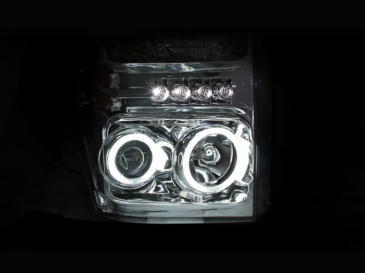 Ford Super Duty Anzo USA 111129 Chrome Projectors with Halos Headlight Assembly - (Sold in Pairs)