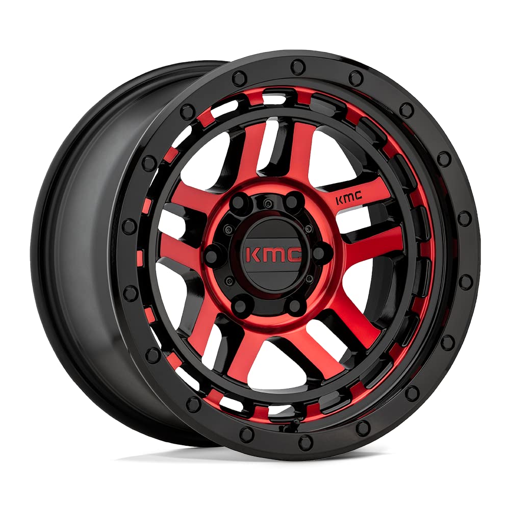 KMC Wheels 18X8.5 RECON 6X5.54.75 0mm GLOSS BLACK MACHINED WITH RED TINT - KM54088568900