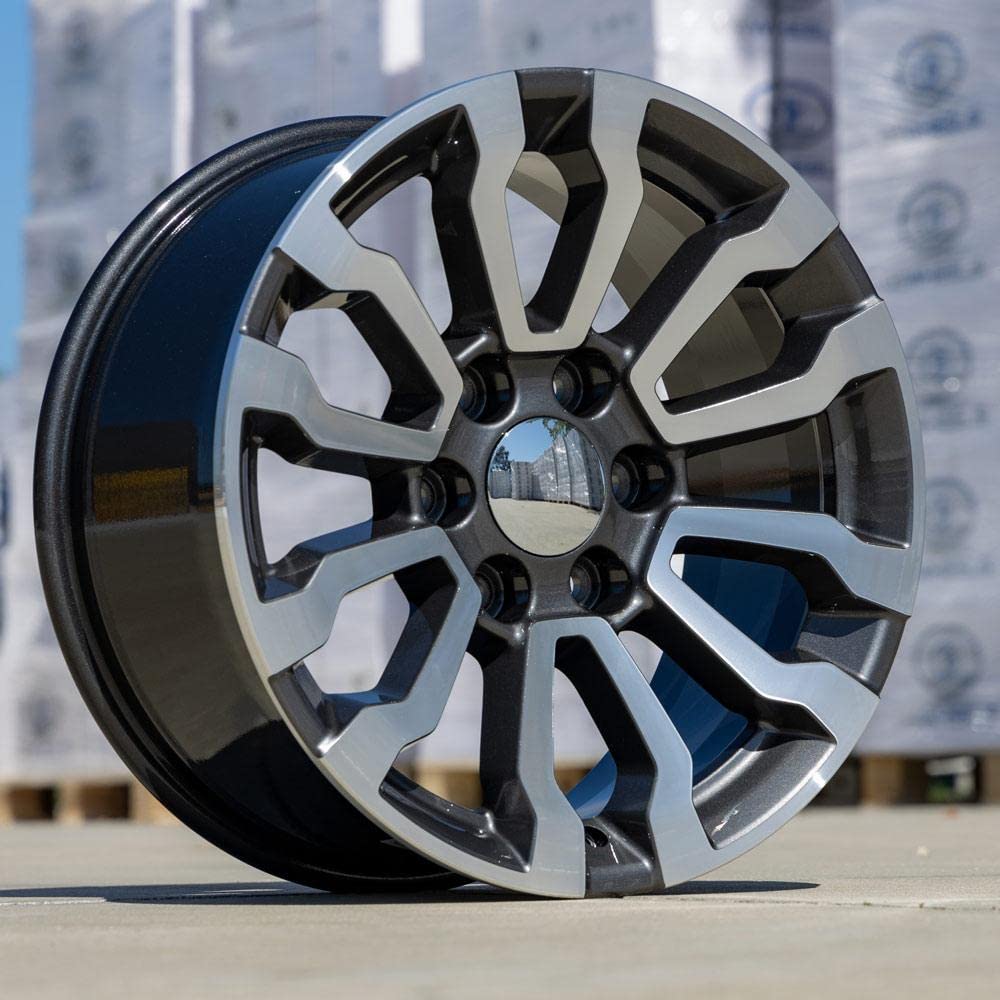 18 Inch OE Wheels CV35 Rim Fits Sierra 1500 AT4 Style 6x139.7 18x8.5 Gloss Gunmetal Machined - Hollander 5909 (1)
