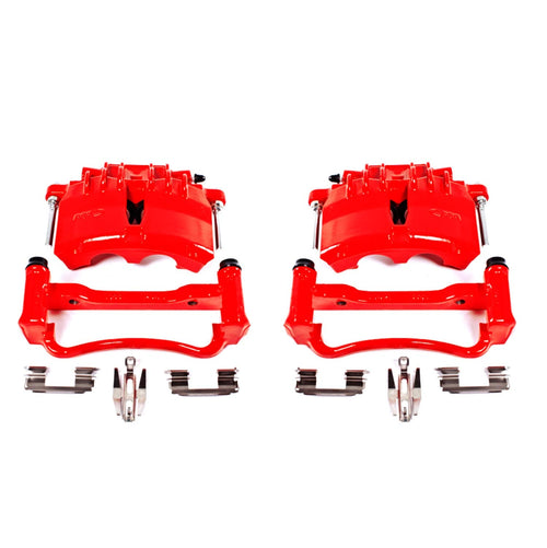 Caliper Set Power Stop for Ford Mustang 2003-2004 [Model Specific] Front Pair of High-Temp Red Powder Coated Calipers S4838