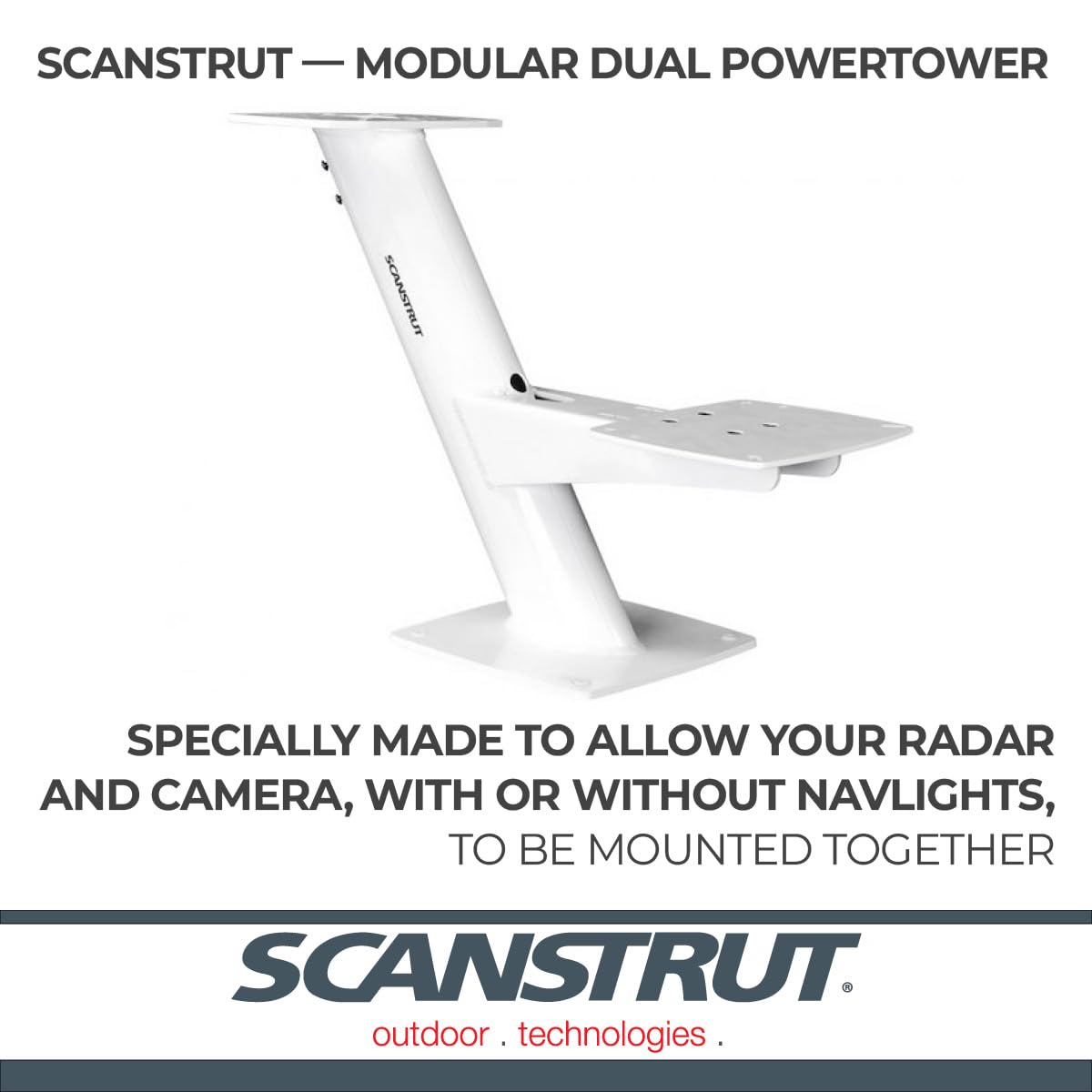 Dual PowerTower Modular strut for Radome and satcom or Camera