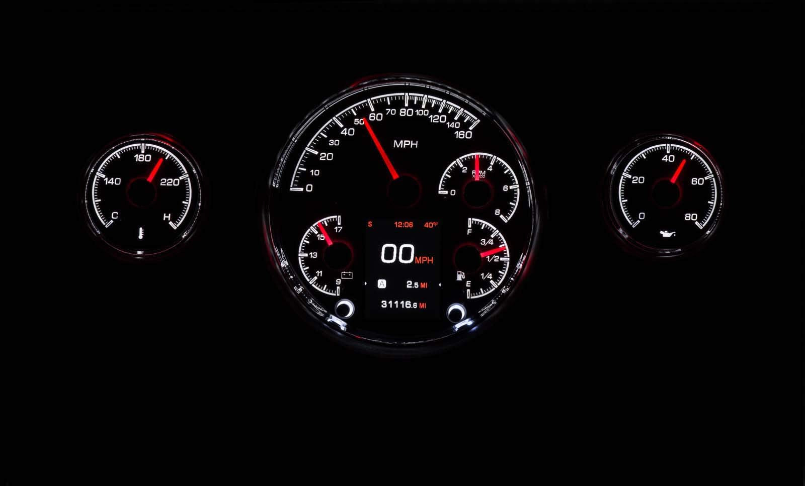 57 Chevy Dakota Digital Customizable Gauge System Kit Silver Alloy HDX-57C-S