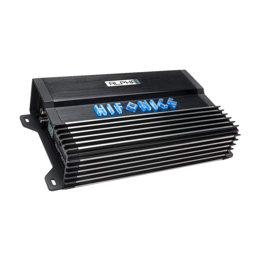 Hifonics A1200.1D Alpha Amplifier – 1000 Watt, Super Class D, Mono, Auto on, Nickel Plated, Remote Control, Aluminum Heat Sink, Silver/Blue