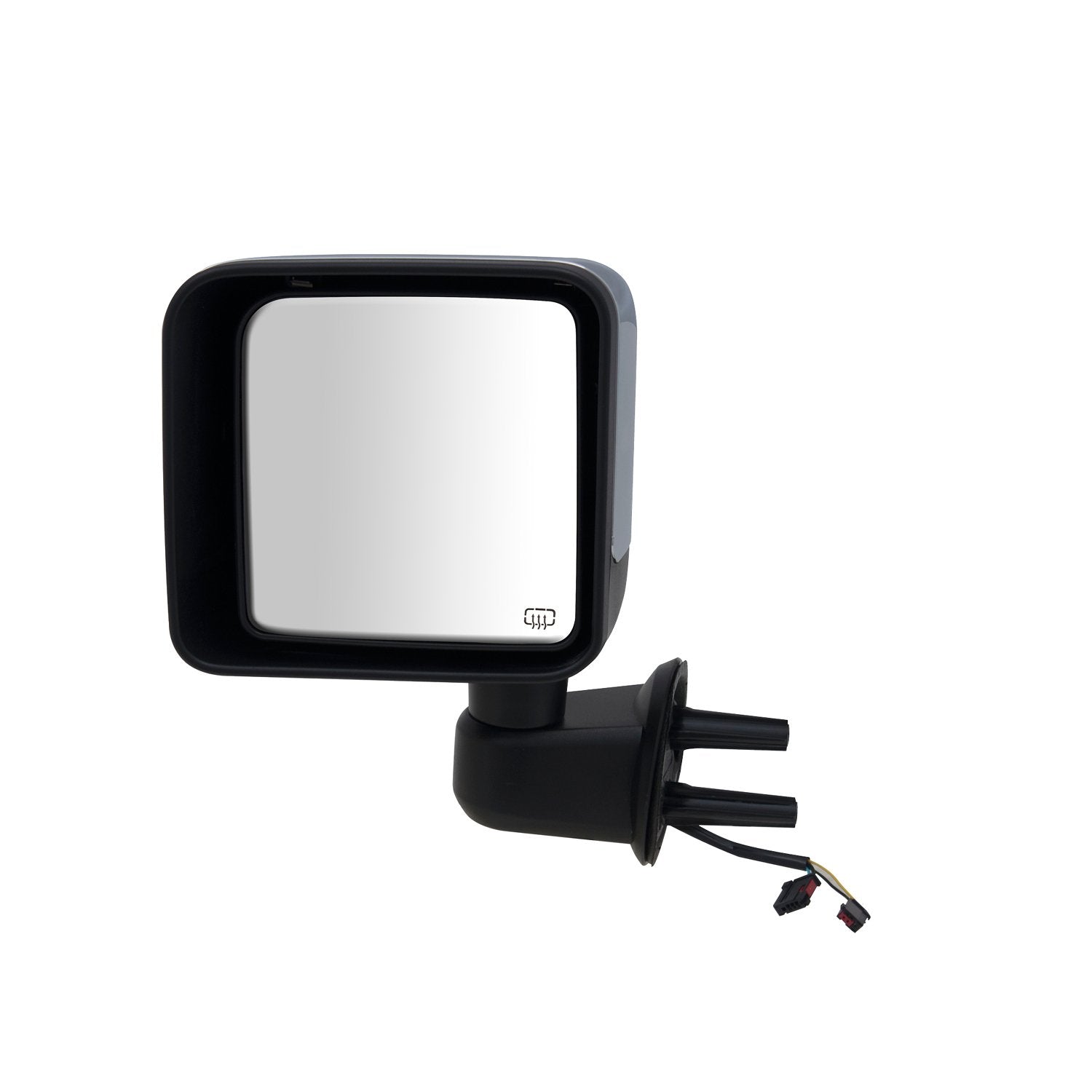 Driver Side Fit Mirror for Jeep Wrangler, Wrangler JK, Textured Black w/Chrome Cover, Foldaway, Heated Power