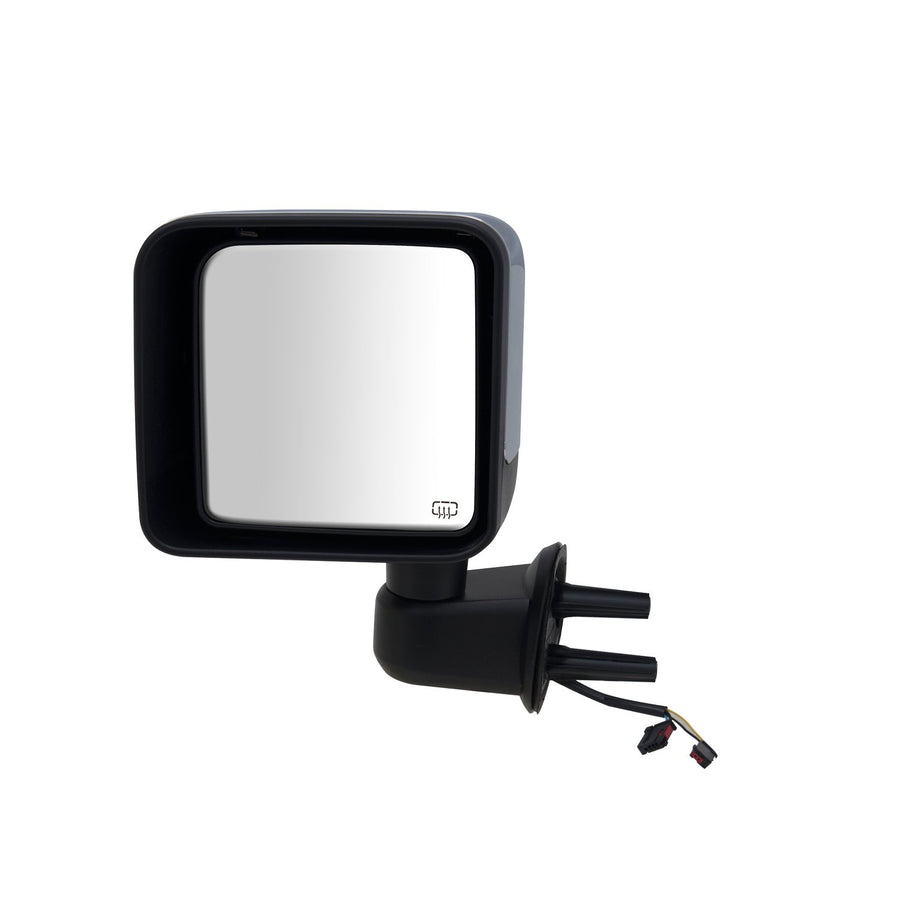 Driver Side Fit Mirror for Jeep Wrangler, Wrangler JK, Textured Black w/Chrome Cover, Foldaway, Heated Power