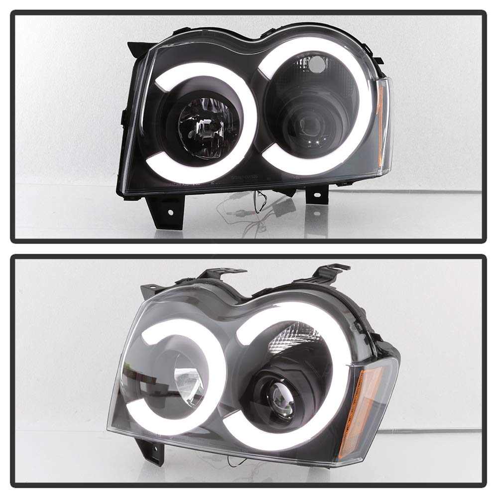 Jeep Grand Cherokee 05-07 Spyder 5086129 Light Bar Projector Headlights - Low Beam-HB4(Not Included) ; High Beam-H1(Not Included) ; Signal-3157NA(Not Included) - Black