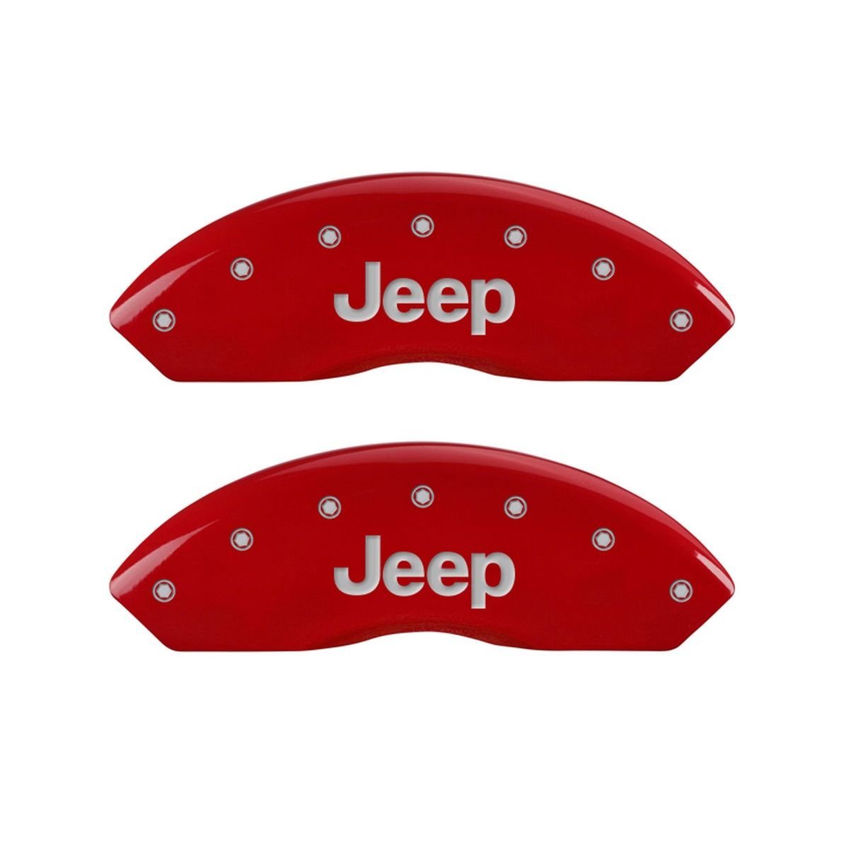 MGP Caliper Covers 42007SJPLRD Red Caliper Covers for Jeep - Engraved Front & Rear44; Set of 4