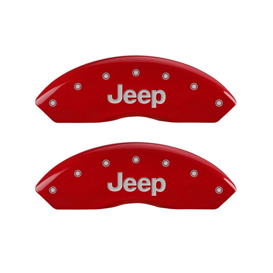 MGP Caliper Covers 42007SJPLRD Red Caliper Covers for Jeep - Engraved Front & Rear44; Set of 4