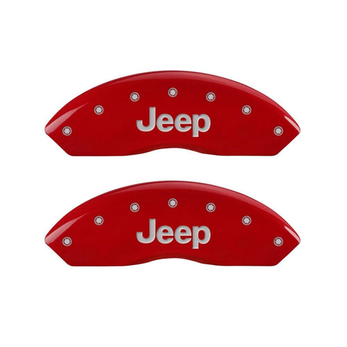MGP Caliper Covers 42007SJPLRD Red Caliper Covers for Jeep - Engraved Front & Rear44; Set of 4