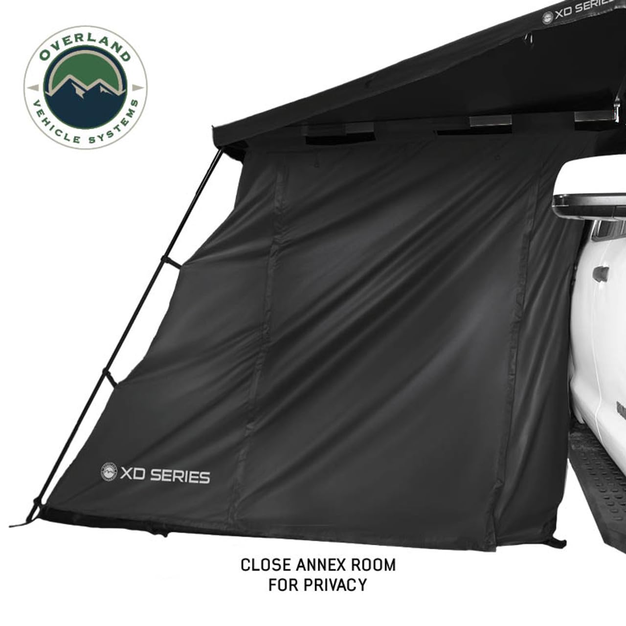 XD Nomadic 270/180 Awning Room Enclosure - Overland Vehicle Systems, Black Body, Black Trim (4 Walls & Floor)