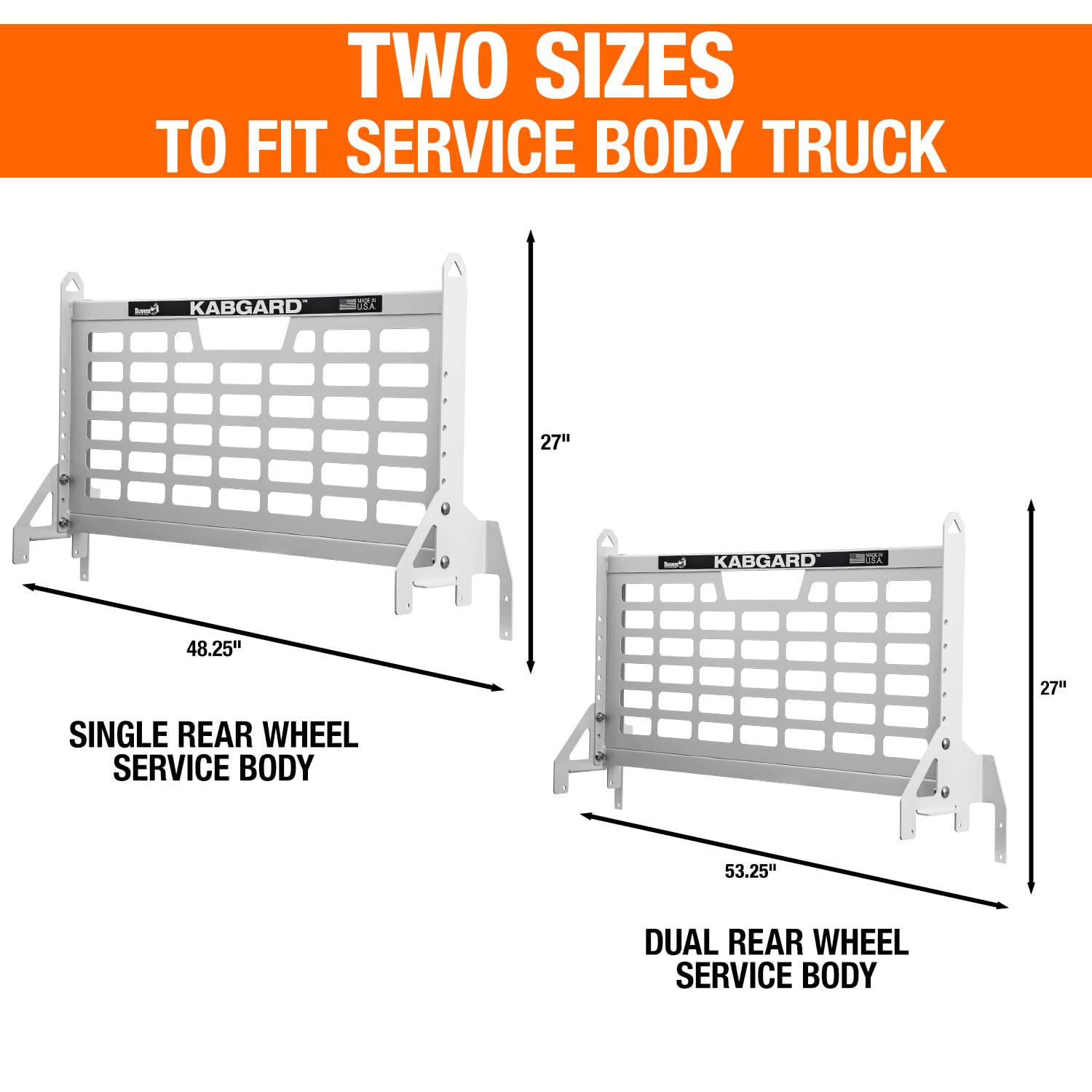 5404927 Buyers Products Kabgard Headache Rack W/Mounting Kit for Dual-Wheel Service Body Trucks, 49 Inch, White Gloss Finish, Service Body Headache Rack Kit