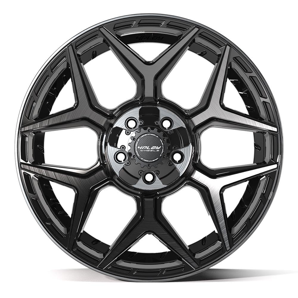 20 Inch 4PLAY Wheels Rim 4P06 Fits 5x127 & 5x139.7 20x9 Gloss Black Brushed with Tinted Clear (1)