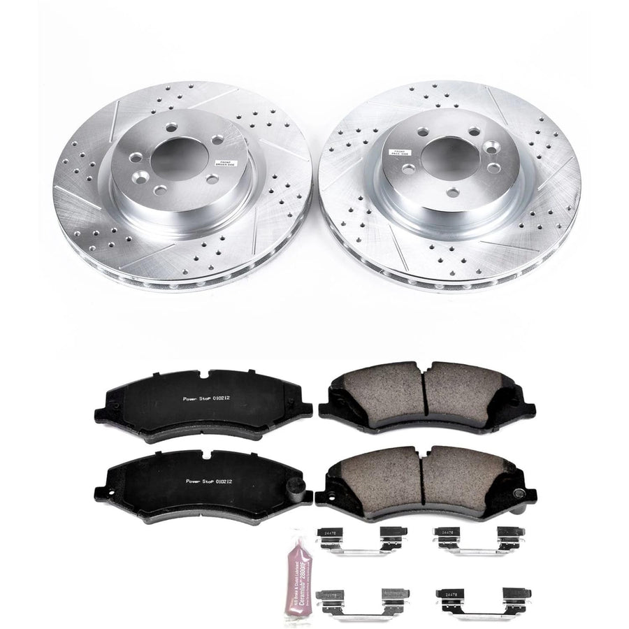 Power Stop K7079 Z23 Evolution Sport Brake Upgrade Kit and 1 Front Sensor Wire For Land Rover Discov, Land Rover Range Rover, Land Rover Range Rover Sport [Model Specific]