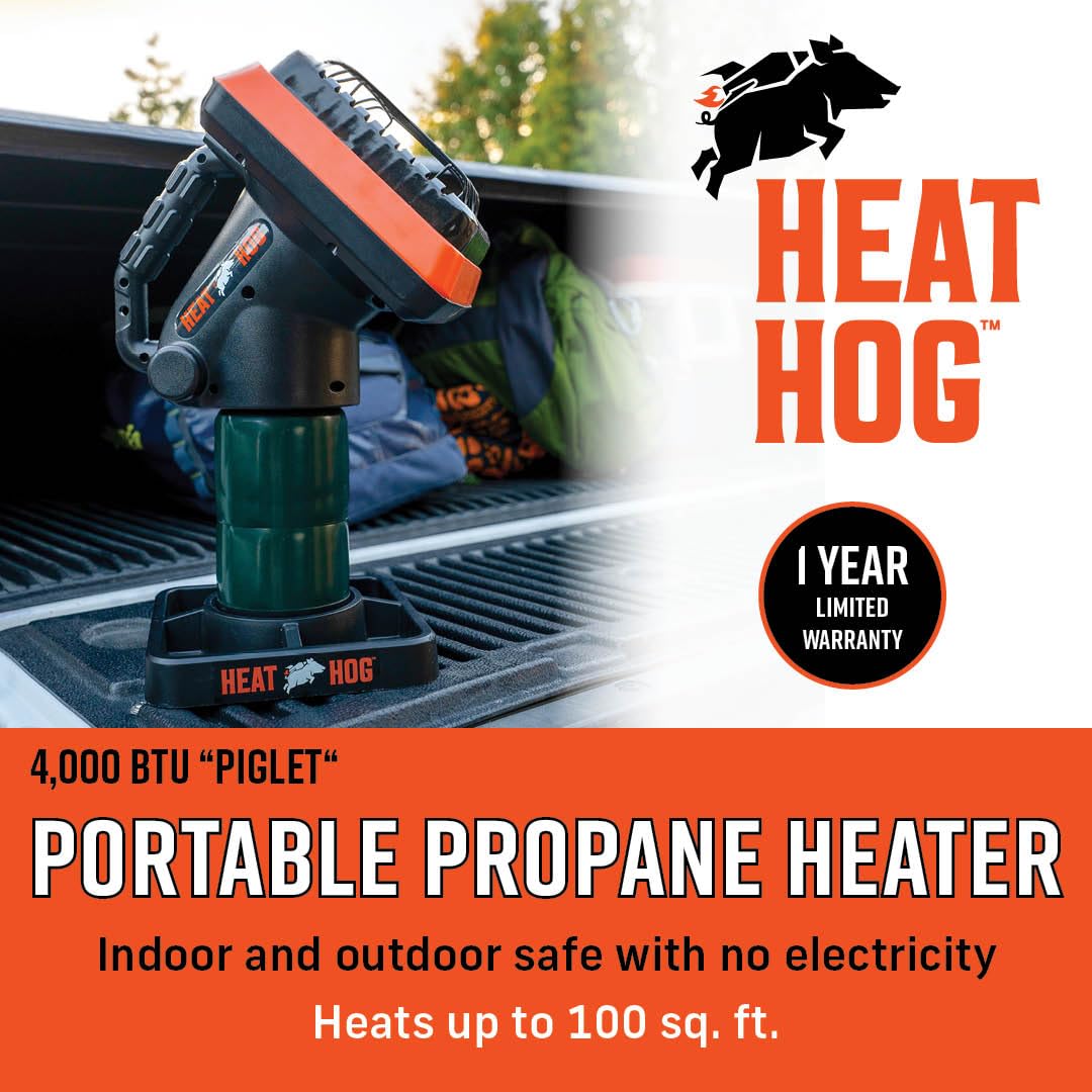 4,000 BTU Heat Hog Portable Propane Radiant Space Heater, Indoor, Outdoor, Garage, Camping, Outdoor Sports, Boating, RVs, Angled Design, Gas Powered