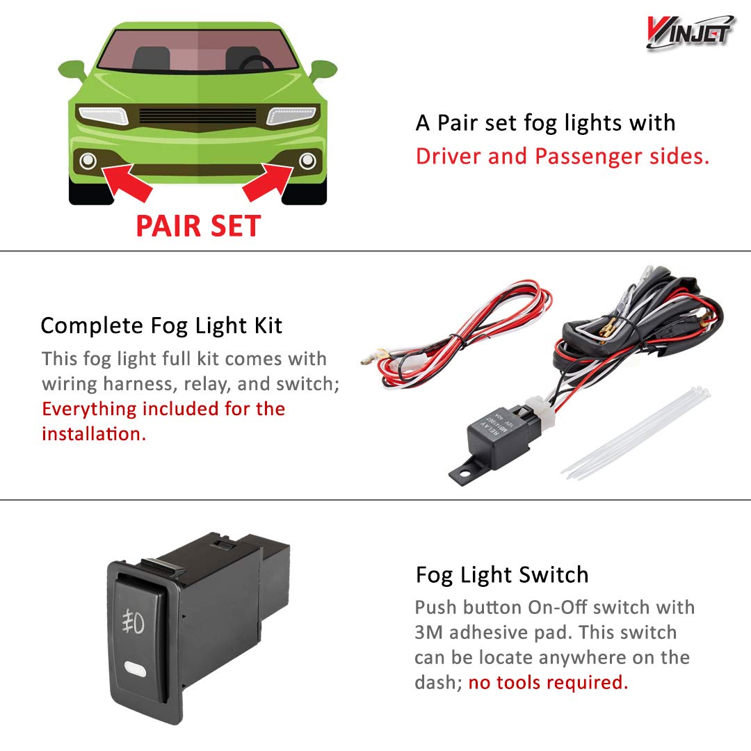 Winjet OEM Series WJ30-0402-09 for [2014-2016 Honda Odyssey] Driving Fog Lights + Switch + Wiring Kit