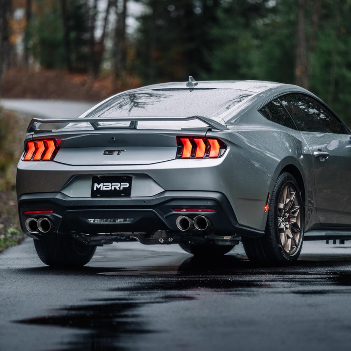 3" MBRP T304 Stainless Cat-Back — Dual Split Rear w/Quad Tips — Compatible with 2024+ Ford Mustang 5.0L — Non-Valved Version (does not retain factory valves)