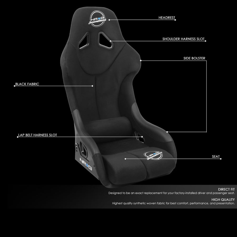 NRG Innovations FIA Competition Seat NRG-FRP-RS400C with Competition Fabric, FIA Homologated with Carbon Back Finish