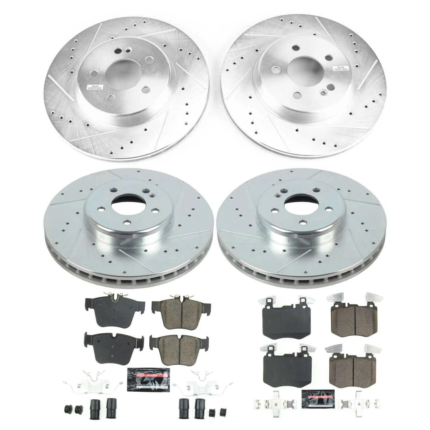 Z23 Power Stop K8352 Front and Rear Brake Kit-Drilled/Slotted Brake Rotors & Carbon Ceramic Brake Pads For Mercedes-Benz GLC300 2019-2021 [Model Specific]