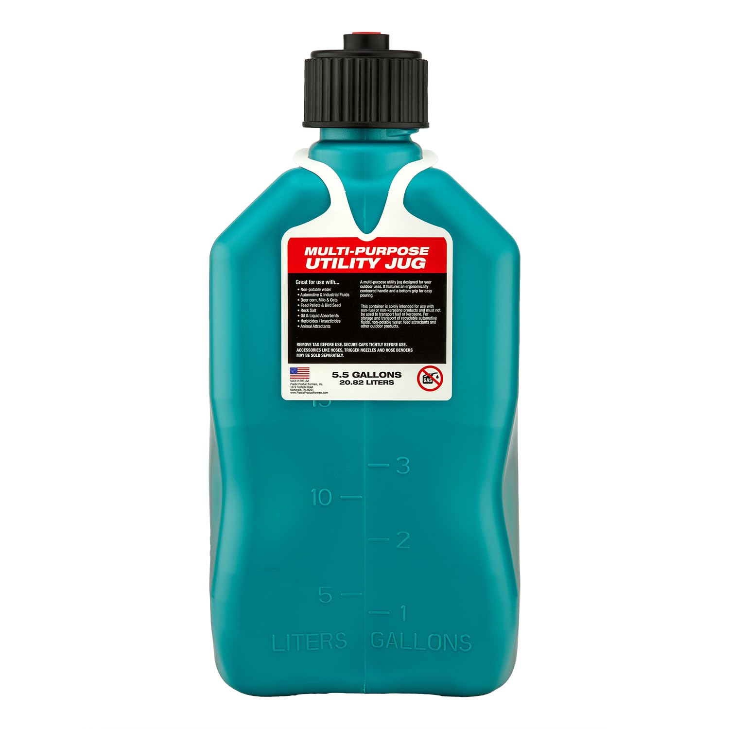 5.5 Gallon VP Racing Motorsport Racing Jug with Contoured Handle, Multipurpose Cap and Rubber Gaskets, Caribbean (1 Pack)