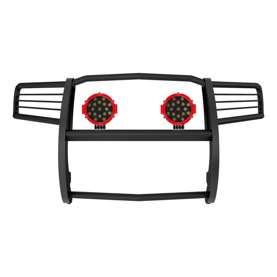 Bumper Guard Black Horse Grille brush Modular Come With pair of 7.0"Dia.LED Lights with Red Trim Rings Compatible with 2011-2021 Jeep Grand Cherokee-17A080202MA-PLR