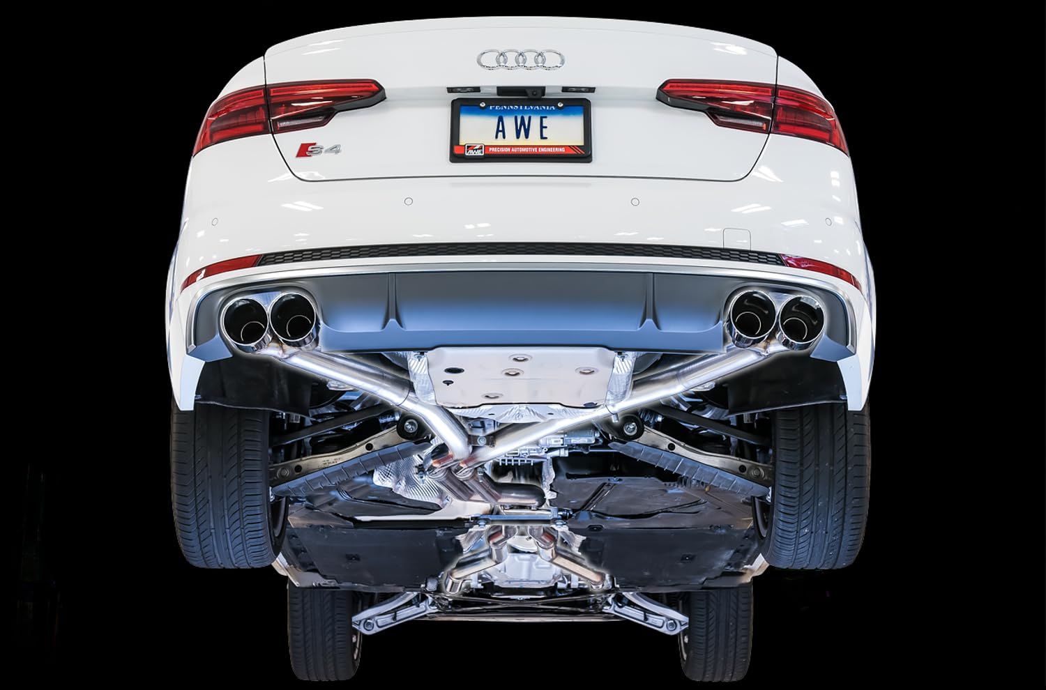 AWE Tuning Track Edition Audi B9 S4 Exhaust - Non-Resonated (Black 102mm Tips) - 3010-43048