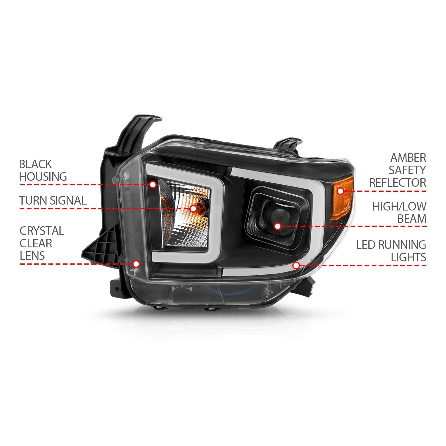 111414 ANZO USA Projector Headlights fits Toyota Tundra, Clear