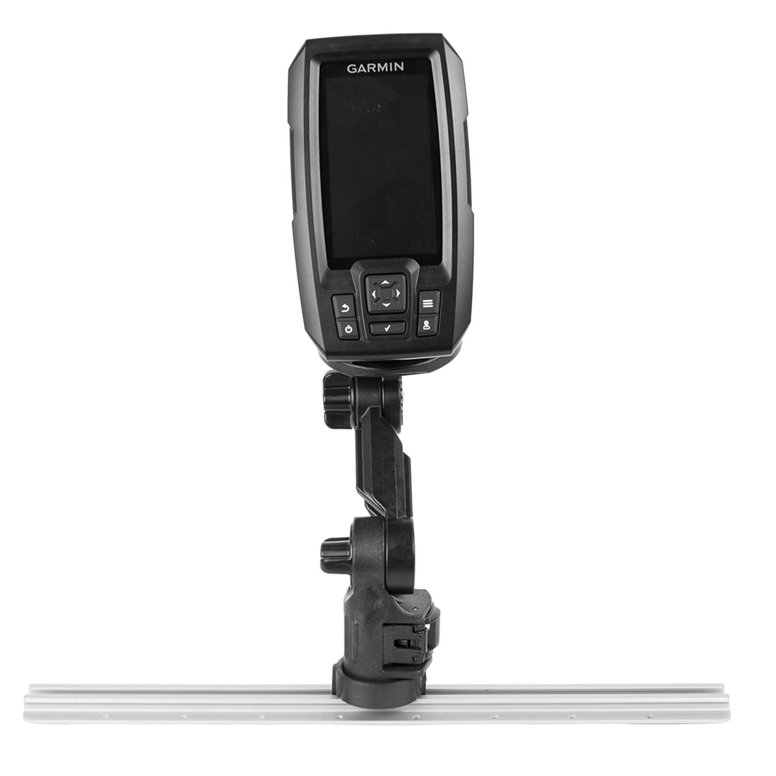Round Base YakAttack Fish Finder Mount | Kayak Track Mount | Fits Garmin Striker 4 & Raymarine Dragonfly 7 Pro | Secure Kayak Rail Mount | Works with GearTrac & MightyMount | Hardware Included