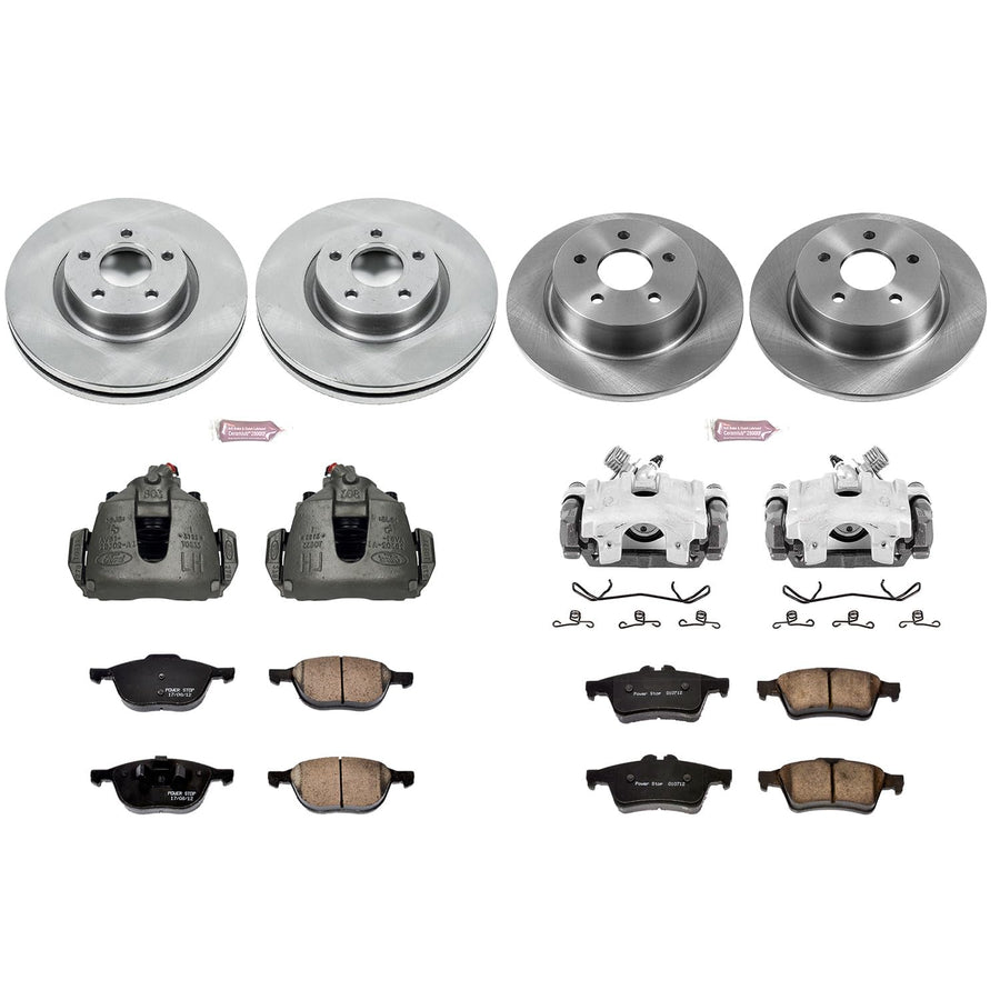 Power Stop Autospeciality KCOE6477 Replacement Front and Rear Caliper Kit- OE Rotors, Ceramic Brake Pads, Calipers For Ford Escape 2013-2016 [Model Specific]