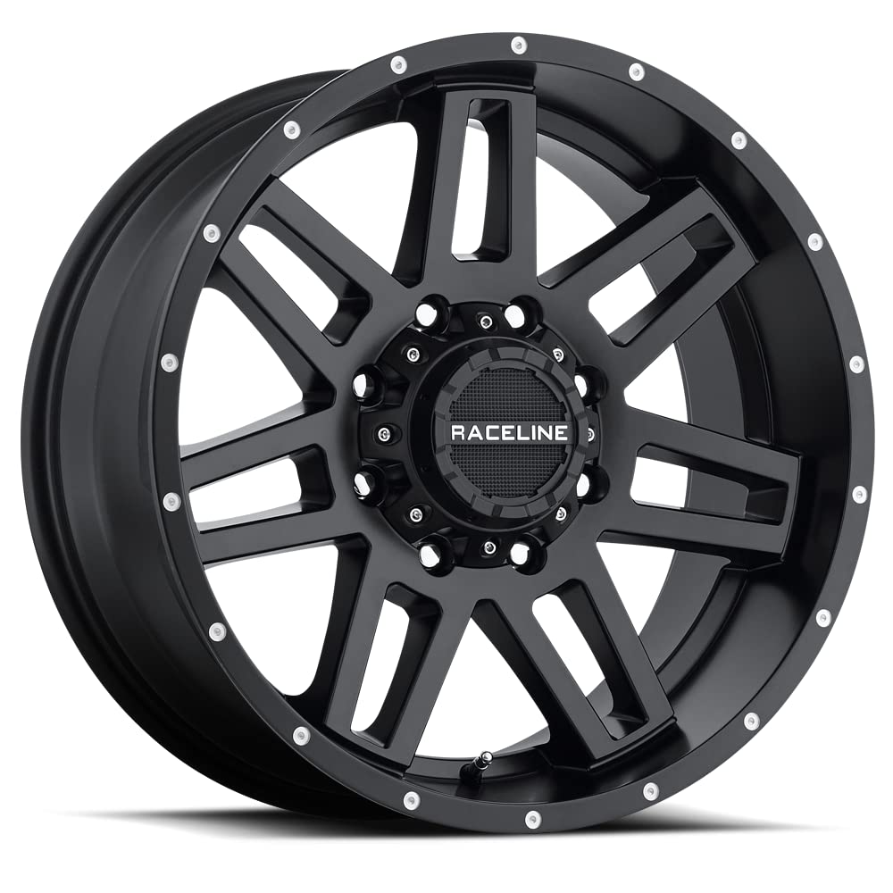 Black Raceline Wheels 931B INJECTOR Wheel 20X9"8X170mm Bolt Pattern +12mm Offset/(5.5"B/S) 10 Spoke Aluminum Passenger Car Wheels, Full Size Replacement Black Car Rims