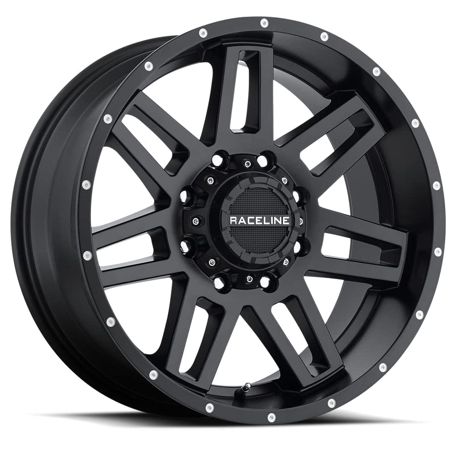 Black Raceline Wheels 931B INJECTOR Wheel 20X9"8X170mm Bolt Pattern +12mm Offset/(5.5"B/S) 10 Spoke Aluminum Passenger Car Wheels, Full Size Replacement Black Car Rims