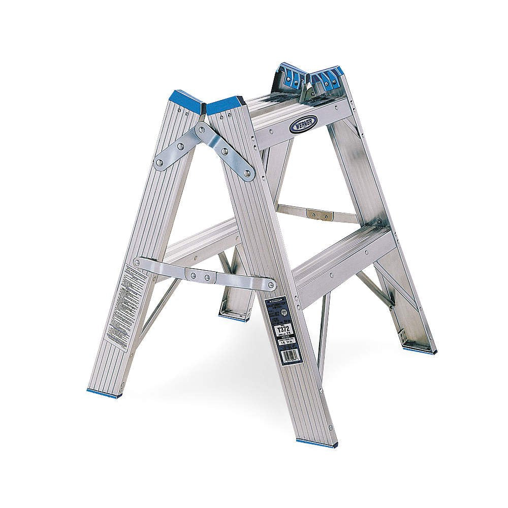 24 in H Twin Step Stool, 300 Lb, Aluminum