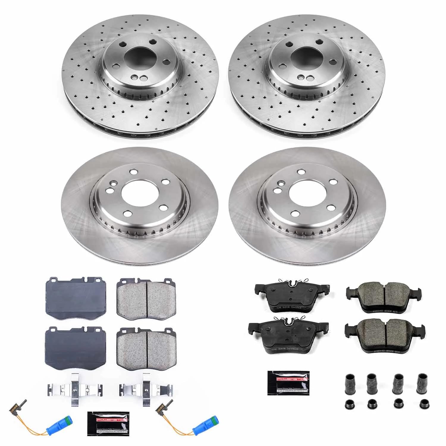 Power Stop KOE8050 Front and Rear Replacement Brake Kit-OE Brake Rotors & Ceramic Brake Pads For Mercedes-Benz C300, Mercedes-Benz C350e, [Model Specific] Mercedes-Benz