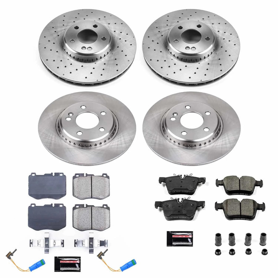 Power Stop KOE8050 Front and Rear Replacement Brake Kit-OE Brake Rotors & Ceramic Brake Pads For Mercedes-Benz C300, Mercedes-Benz C350e, [Model Specific] Mercedes-Benz