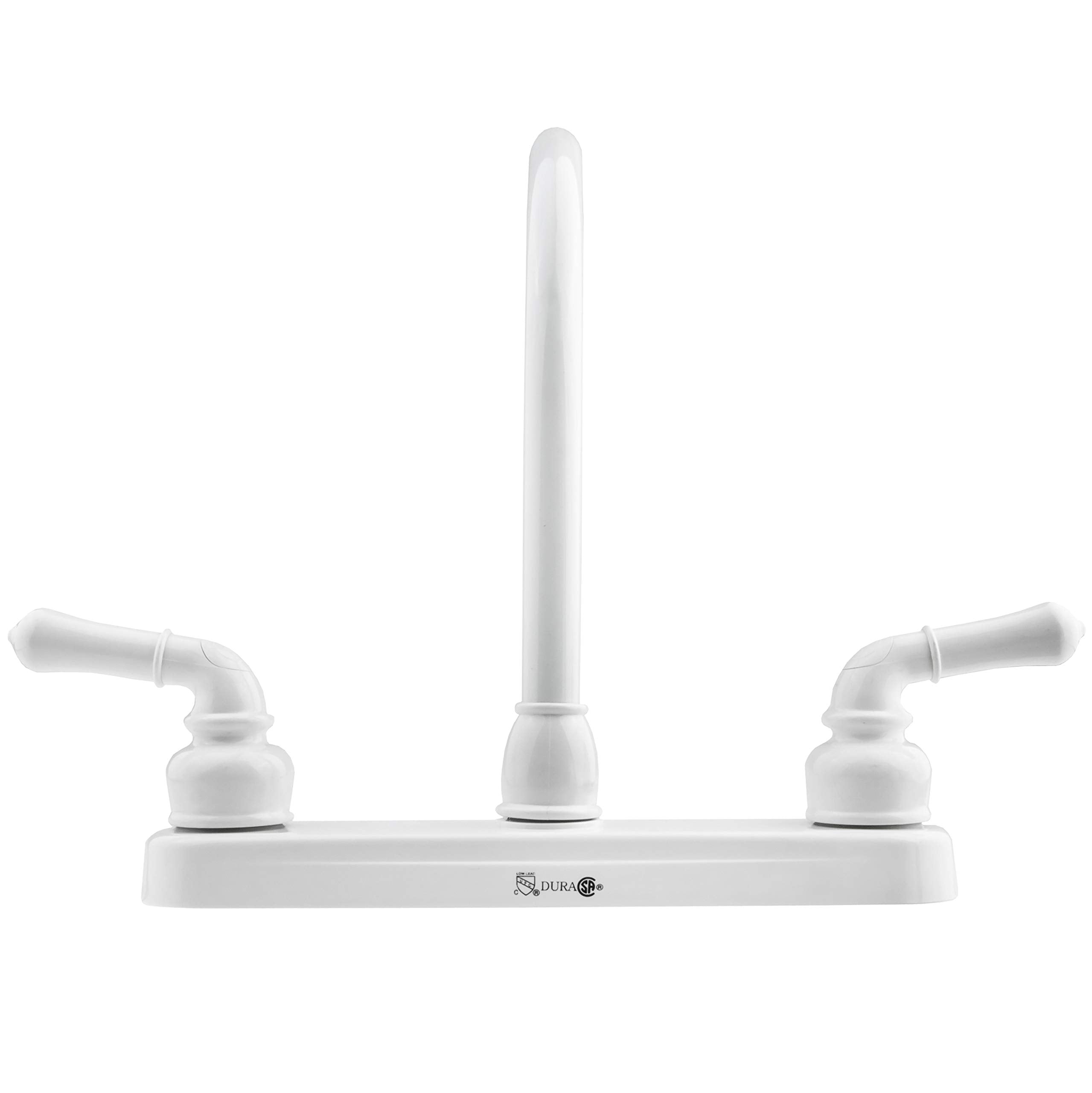 Dura Faucet Hi-Rise DF-PK210C-WT Kitchen Sink Faucet with Classical Levers (White)