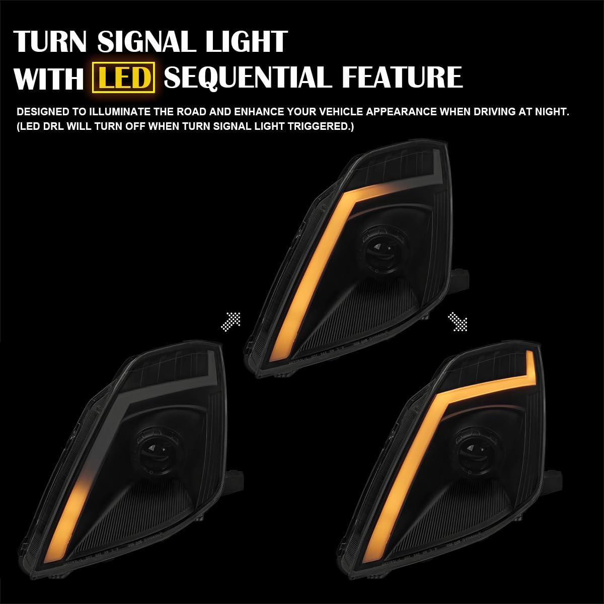 Black Smoke SPEC-D TUNING Sequential LED Tube Signal Projector Headlights and Startup Animation Compatible with 2006-2009 Nissan 350Z, Left + Right Pair Headlamp Assembly