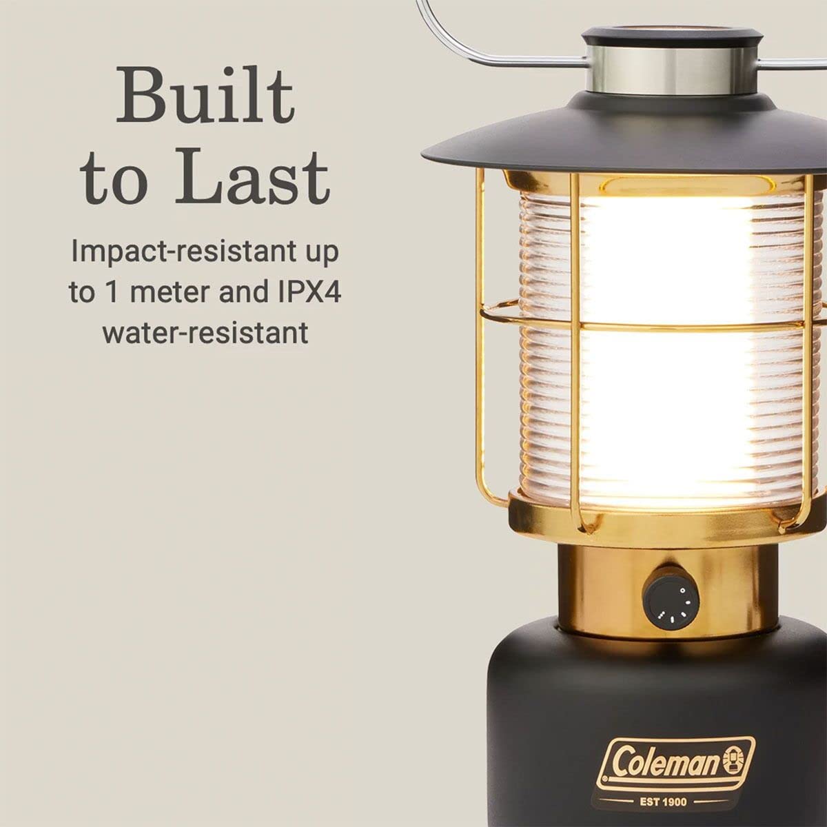 Coleman Premium 1900 Collection LED Lantern, 200/600 Lumens, Impact & Water-Resistant, Adjustable Brightness Settings & Carry Handle, Ideal for Camping and Emergencies