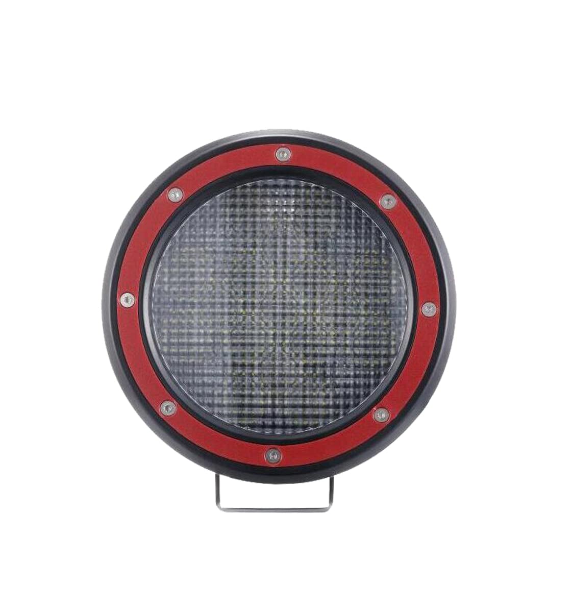A Bar Black Horse No Skid Plate Stainless Steel Come with Pair of 5.3" Dia. LED Flood Lights with Red Trim Rings Compatible with 1999-2004 Jeep Grand Cherokee-CBS-JEB4001-PLFR
