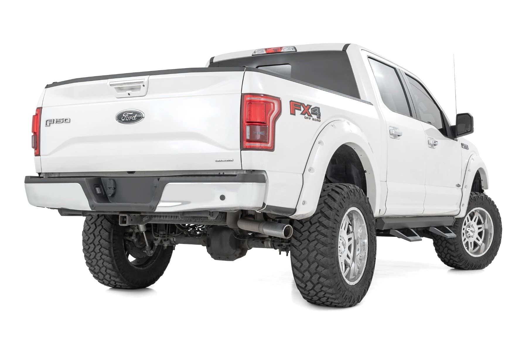 Rough Country Adjustable SRX2 Aluminum Steps for Ford F-150/Lightning/F-250/F-350/Raptor (2015-2025) Crew Cab - Modular Running Boards with Slide-Adjust Steps