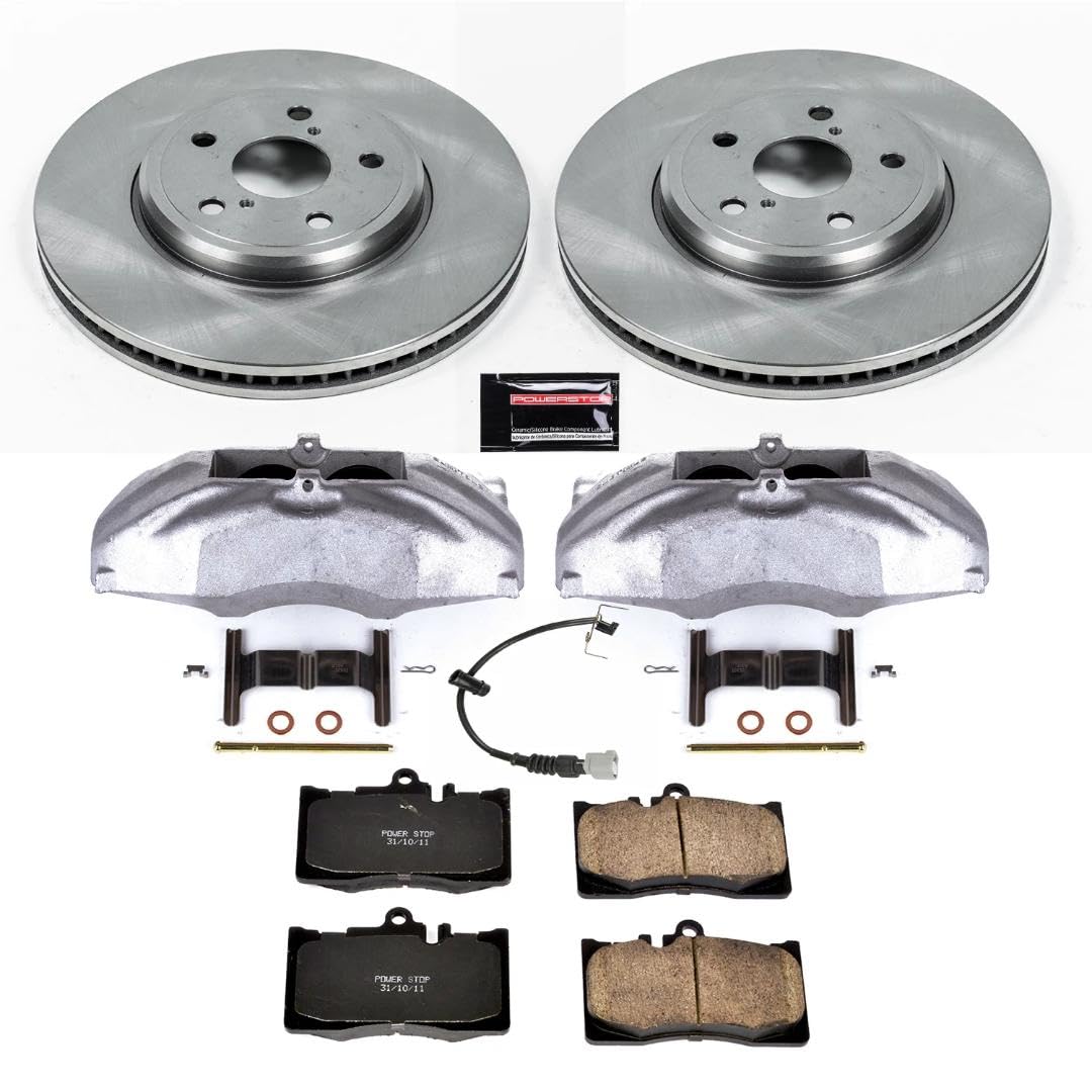 Power Stop Autospecialty KCOE2327 Replacement Front Caliper Kit-Rotors, Ceramic Brake Pads, Calipers For Lexus LS430 2001-2006 [Model Specific]