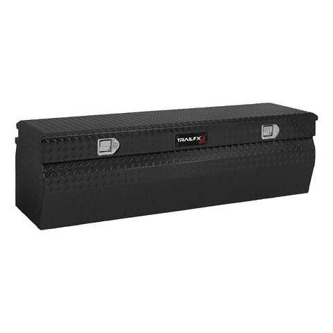 TrailFX Chest Tool Box Black Gloss Powder Coated Single Lid with Struts 16-Gauge Diamond Tread Aluminum 9.6 Cubic Foot 47 Inch Length x 19-7/8 Inch Width x 17-1/8 Inch Height TrailFX 150482