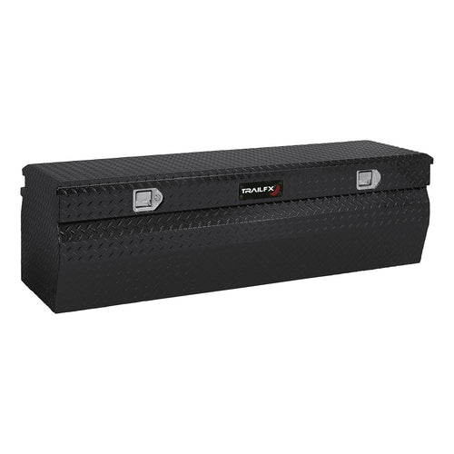 TrailFX Chest Tool Box Black Gloss Powder Coated Single Lid with Struts 16-Gauge Diamond Tread Aluminum 9.6 Cubic Foot 47 Inch Length x 19-7/8 Inch Width x 17-1/8 Inch Height TrailFX 150482