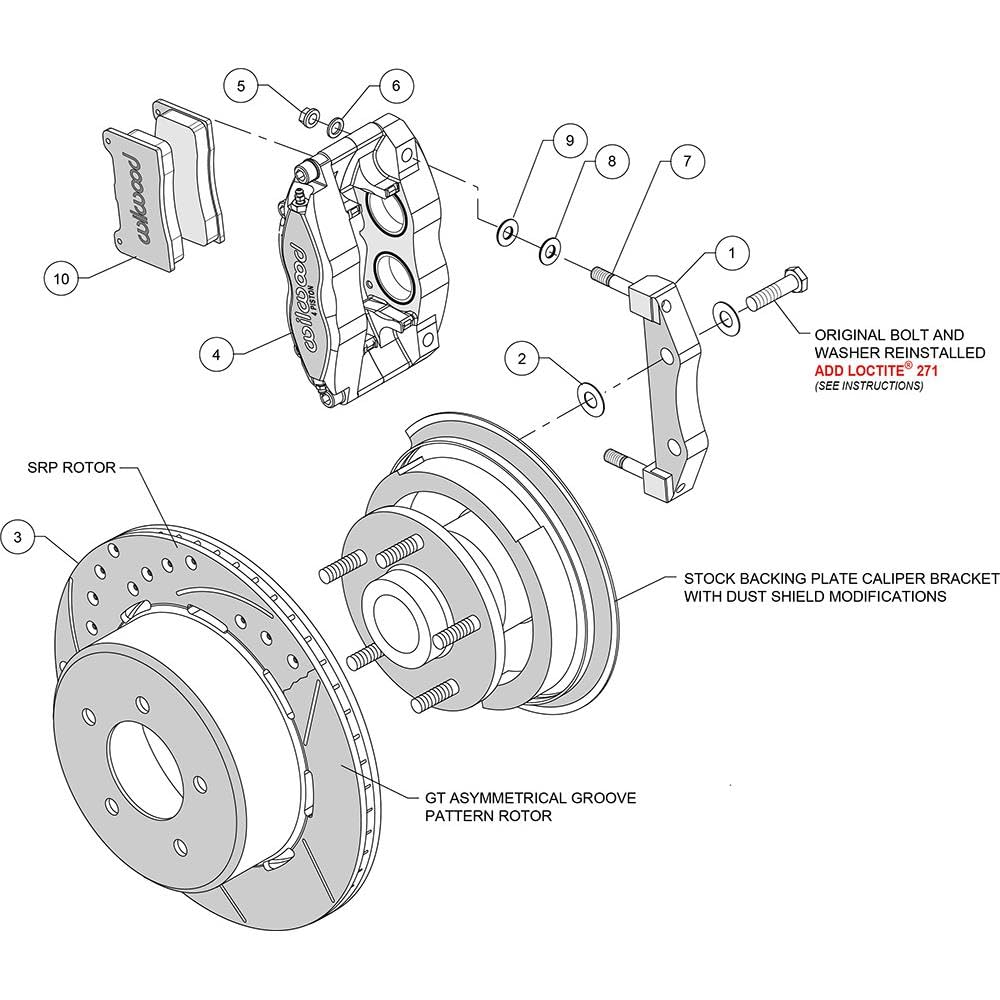 Rear DPR-DS Kit,12.19", Drilled, Red