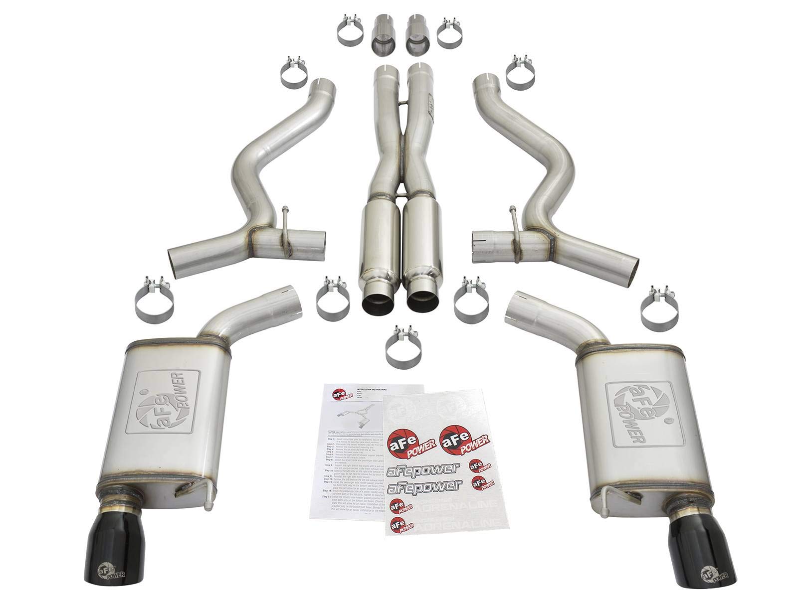 Mach Force-Xp aFe Power 49-33087-B Cat-Back Exhaust System with Resonator - Black Tip, 1 Pack
