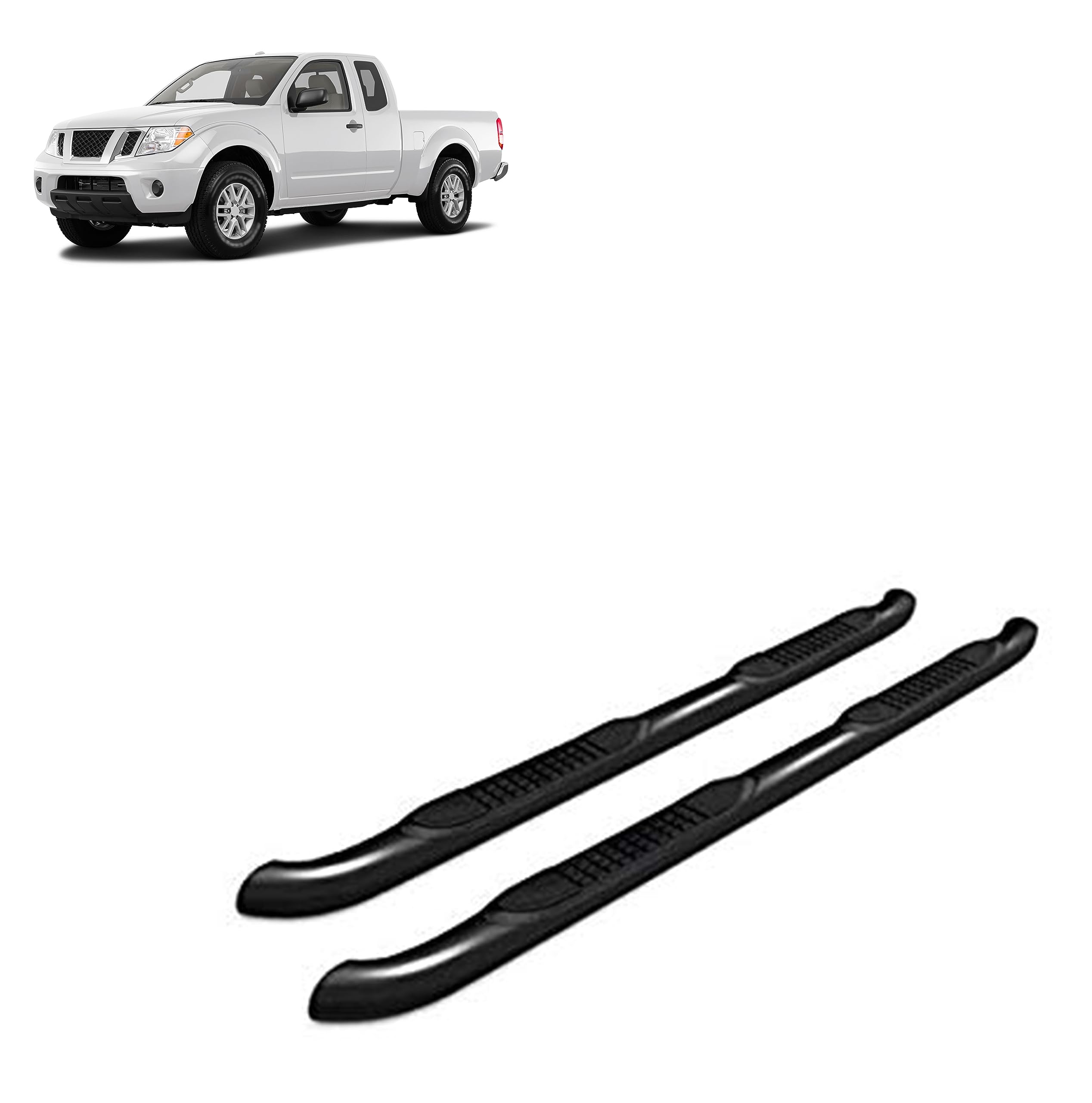 3in Black Horse Side Steps Compatible with 2009-2012 Suzuki Equator Extra Cab|2005-2024 Nissan Frontier Extended Cab-9NIFRKA