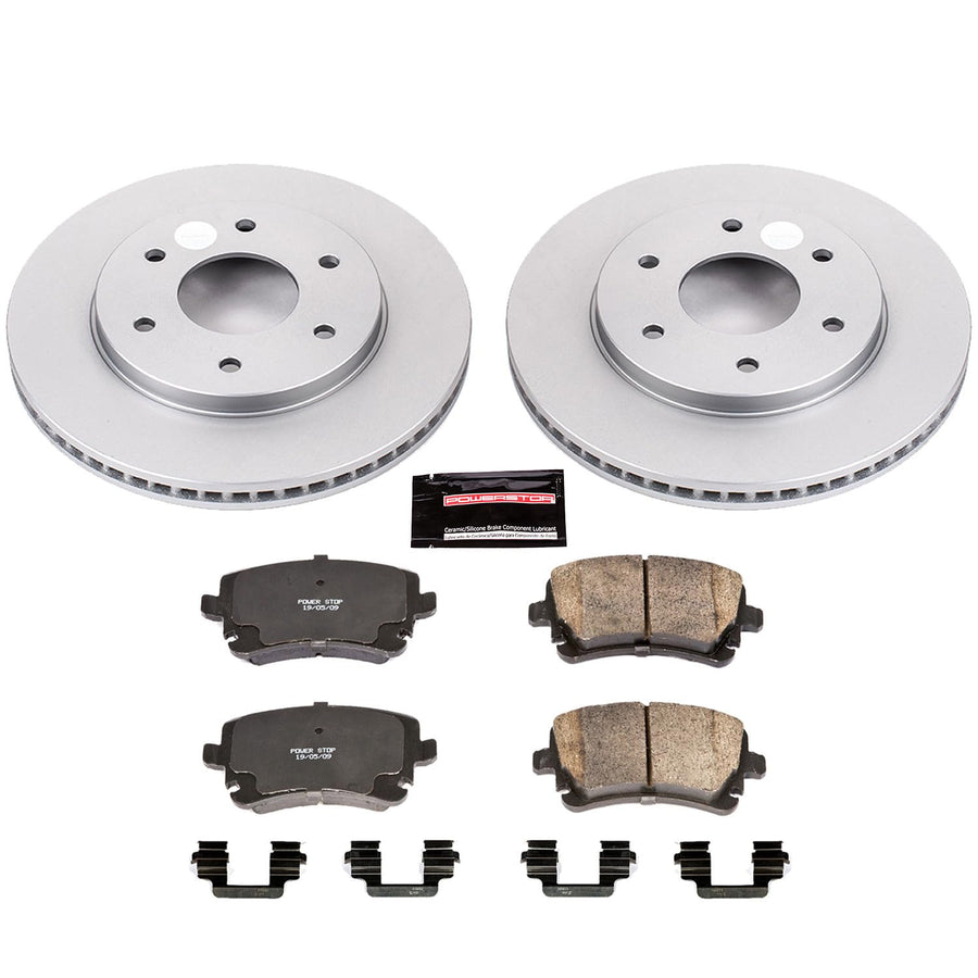 Brake Kit PowerStop For QX56 2004-2005, Armada 2005, Pathfinder Armada 2004, TITAN 2004-2005 [Model Specific] - Front Coated Disc Rotors & Ceramic Brake Pads Replacement, CRK2442