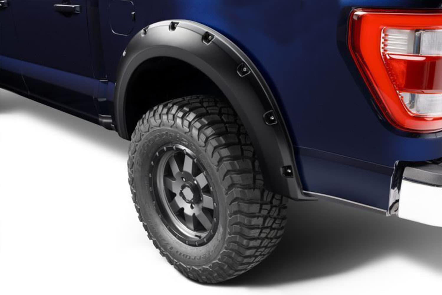 FENDER FLARES Black Horse Smooth Pocket Style Black Compatible with 2018-2021 Ford F-150-FF-FOF18SM