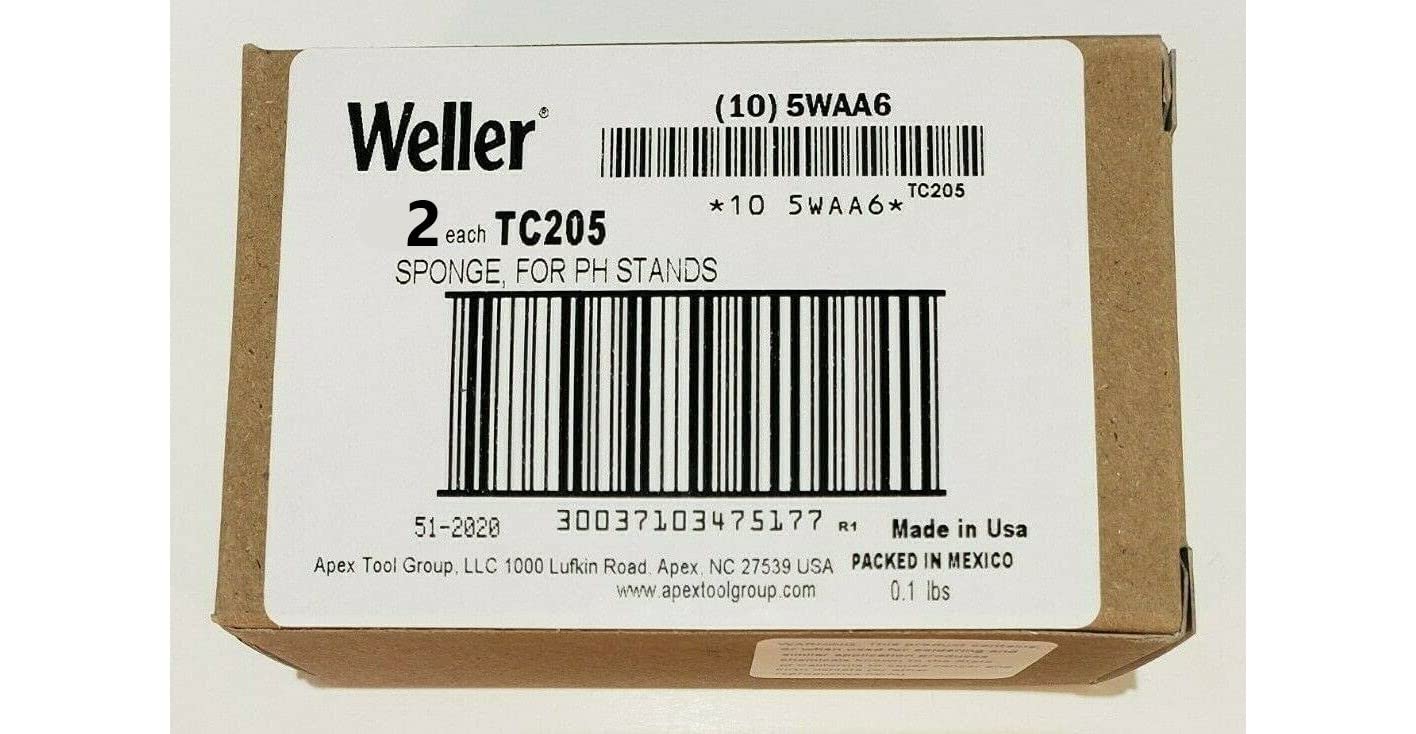 Weller Solder Tip Cleaning Sponge TC205 ( PACK OF 2) with Slits, 2-5/8" x 2-5/8 x 5/8"